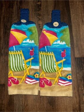 Beach Scene Hanging Kitchen Towel Set